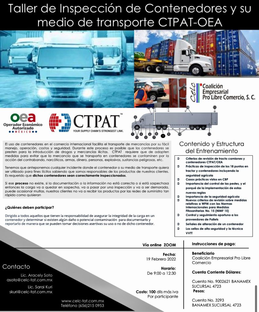 Taller De Inspección De Contenedores Y Su Medio De Transporte CTPAT-OEA